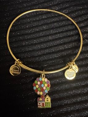 Alex and Ani Gold-tone Bangle with Multi-colored Balloon House Charm